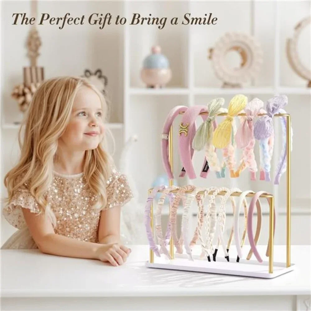 Headband Holder Organizer Metal 2-Tier with Tray: Hair Accessories Display